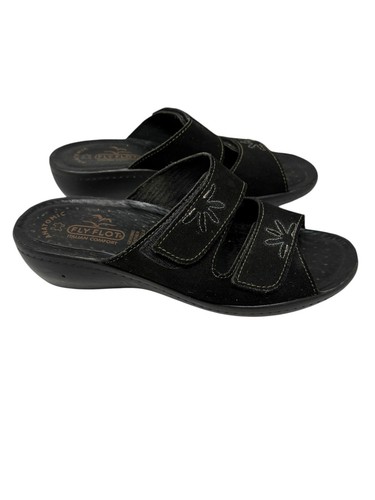 Fly flot black - suede, floral